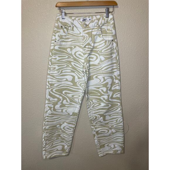 Tiger Mist Sergio Tan & White Swirl Print High Waist Boho Jeans XS - Picture 2 of 15